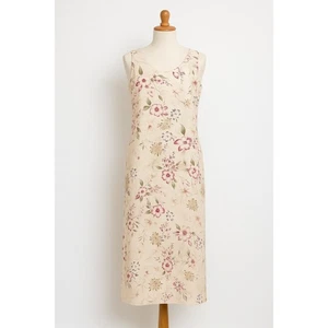 Vestido De Colección Años 90 Mary McFadden Mujer Talla 10 Beige Floral Maxi Cottagecore Pradera - Imagen 1 de 9