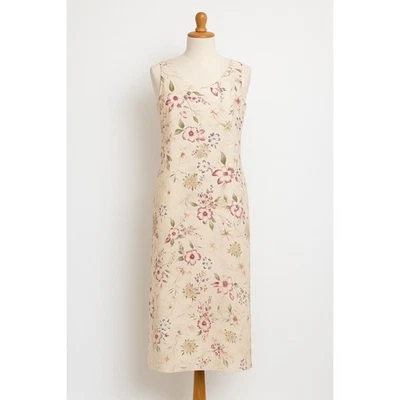 VTG 90s Mary McFadden Womens Dress Size 10 Beige Floral Maxi Cottagecore Prairie - Image 1 of 4