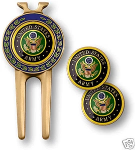 ARMY COLOR LOGO DIVOT TOOL GOLF BALL MARKER NEW SET - Bild 1 von 1