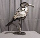 Vintage Pier One Metal Abstract Bird Sculpture Brutalist Style On Stand - HEAVY!