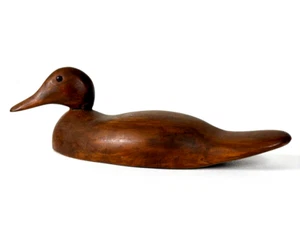 Antiker Canvasback Ente Köder 16", handgeschnitzt, drehbarer Kopf, mit Glasaugen - Bild 1 von 9