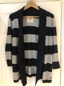 Hollister Cardigan Ladies Navy Blue and Grey Horizontal stripes - Picture 1 of 2