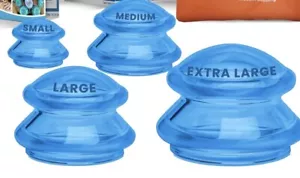 Cupping Kit for Massage Therapy Cupping Therapy Set Silicone 4 Cups Blue - A0082 - Picture 1 of 8