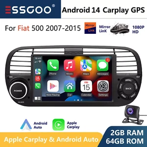 7" Apple Carplay Android 14 For Fiat 500 2007-2015 Car Stereo Radio GPS WIFI RDS - Picture 1 of 13