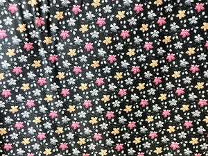Vintage General Fabrics Co Cherry Blossoms Pink Gold Silver on Black Cotton BTY - Picture 1 of 4
