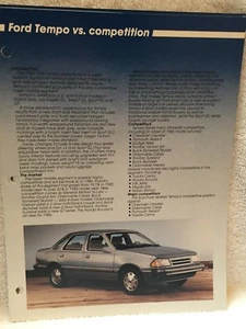 1986 FORD TEMPO VERKÄUFER-FAKTENBUCH WETTBEWERBSFÄHIGE VERGLEICHSSEITEN - Bild 1 von 1