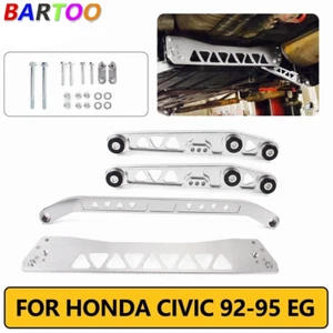 Silver Rear Lower Control Arm + Subframe Brace +Tie Bar for EG 92-95 - Picture 1 of 13