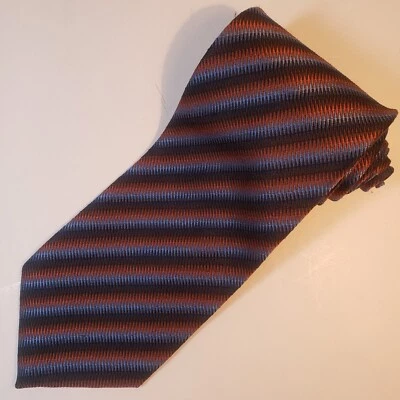 Corbata de seda azul y marrón a rayas Jhane Barnes hecha en Japón Foto 1 de 4