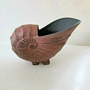  Metal Vase Large Nautilus Sea Shell Footed Planter - Picture 1 of 7