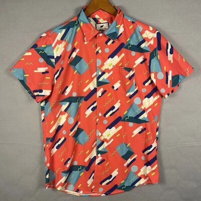 Maison Noir Shirt Men’s Large Red Geometric All Over Print Vibrant Party - Image 1 of 4