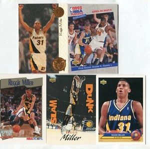 Lote de 5 tarjetas coleccionables de baloncesto Reggie Miller HOF INDIANA PACERS (LOTE 44) - Imagen 1 de 1