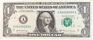 $1 One Dollar Bill 90220020 birthday anniversary September 2 or February 9, 2002 - Picture 1 of 3