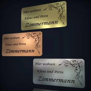 TÜRSCHILD NAMENSSCHILD KLINGELSCHILD IN EDELSTAHL-, KUPFER- ODER GOLDOPTIK - Bild 1 von 6
