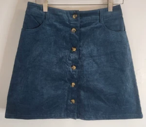 Princess Highway Cord Corduroy Skirt Teal Size 10 Mini A-line - Picture 1 of 9