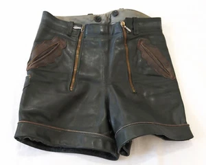 Vintage Trachten Lederhose Bund 33 cm Pfadfinder kurz Rinder Glattleder K535 - Bild 1 von 4