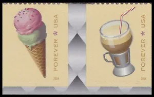 US 5093 5094 Soda Fountain Favorites F gutter margin pair MNH 2016 - Picture 1 of 1