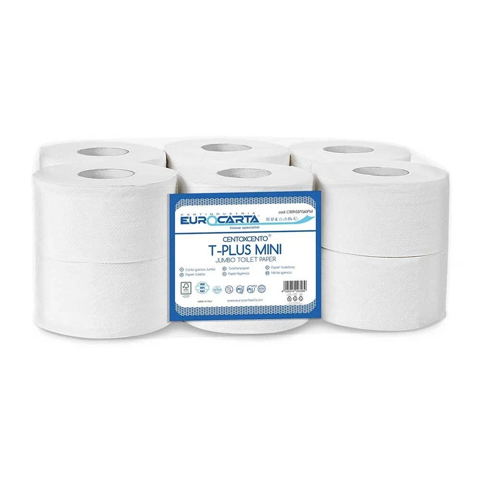 IMBALLAGGI 2000 - CARTA INDUSTRIALE JUMBO MINI CARTA IGIENICA 2 VELI 12 ROTOLI - Immagine 1 di 4
