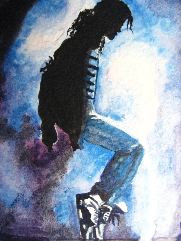 Pintura Acuarela Michael Jackson King Pop Dance Música Arte ACEO Foto 1 de 1