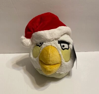  New Angry Birds 5" Christmas White bird Plush Toy with santa hat  - Image 1 of 4