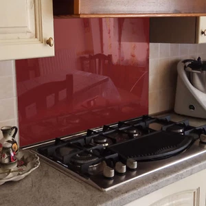 PARED TRASERA DE COCINA Protección contra salpicaduras Cocina Vidrio templado Morado Rojo Rojo - Imagen 1 de 3
