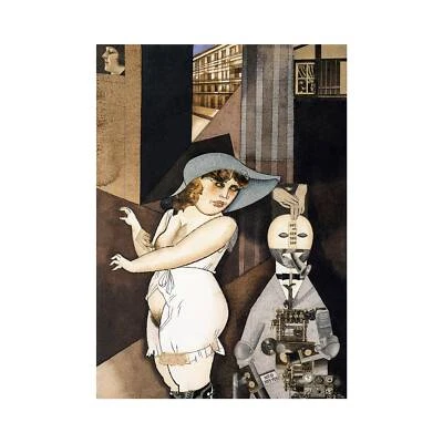 Grosz, Daum Marries Her Pedantic Automaton, Lustre Canvas Print, Tamanho A3 - Imagem 1 de 4