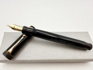 PARKER SENIOR #6 DUOFOLD BLACK PERMANITE FOUNTAIN PEN M LUCKY CURVE #7PX FLEX NI - Picture 1 of 16