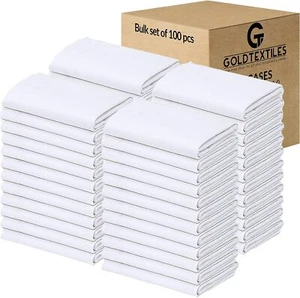 Fundas de almohada a granel de polialgodón T200 multiusos ideales para hogar y hoteles y más - Imagen 1 de 33