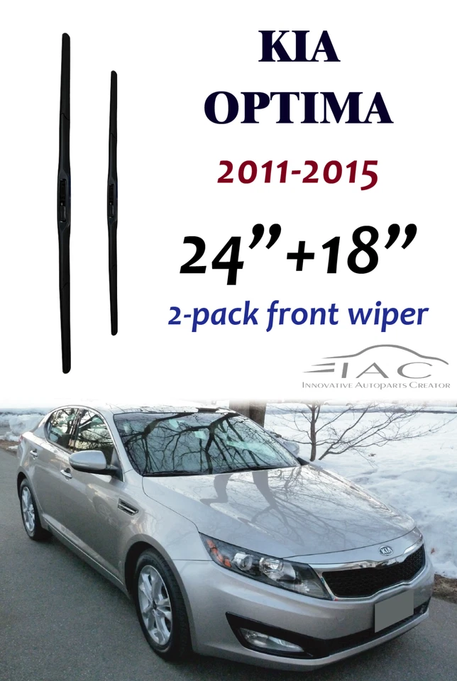 Paquete de 2 escobillas limpiaparabrisas de tres secciones para parabrisas delantero Kia Optima 11-15 24"+18" Foto 1 de 2