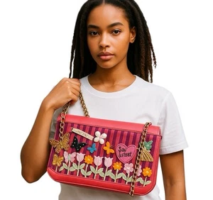 Betsey Johnson Purse Womens Tangerine Love Bug Quirky Whimsical Vintage Rare - Picture 1 of 19