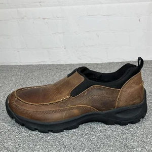 Lands' End All Weather Moc Espresso Leather Shoes Size 9D Brown Slip On - Picture 1 of 10