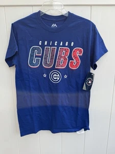 Majestic Chicago Cubs blau mit Sternen T-Shirt Größe Small neu mit Etikett - Bild 1 von 3