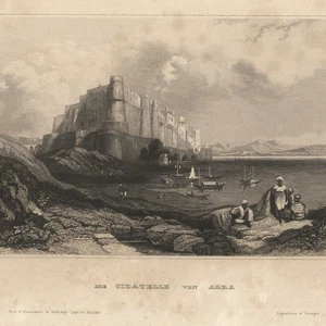 India Agra Cidatelle vista histórica grabado en acero mediados del siglo XIX - Imagen 1 de 2