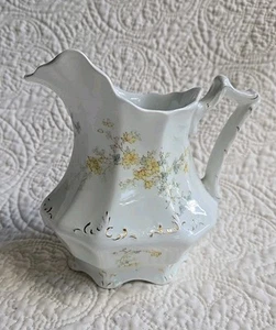 Antique W.H. Grindley Scalloped Pottery Small Pitcher Semi Porcelaine England - Picture 1 of 8