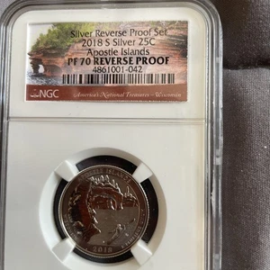 2018 Silver $.25 Apostle Islands Proof 70 Reverse Proof Graded By Ngc - Picture 1 of 2