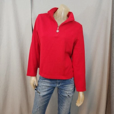 Studio Works Rojo 1/4 Cremallera Cuello con Copo de Nieve LS Sudadera Camisa Top Pequeña PEQUEÑA Foto 1 de 4