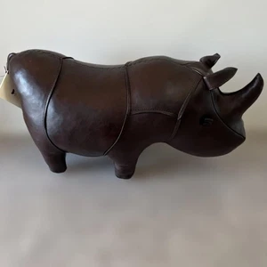Omersa Out of Africa Rhinoceros Figurine (Small) - Leather, Vintage Mint, Unused - Picture 1 of 8