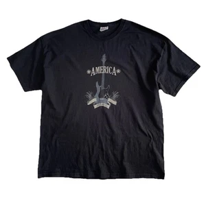 T-shirt vintage Hanes uomo taglia XXL nera stampa grafica America Rock & Roll USA maglietta - Foto 1 di 6
