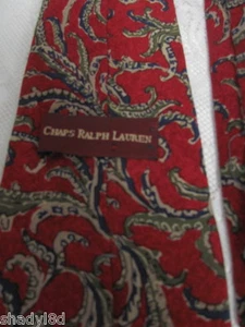 CHAPS RALPH LAUREN TIE Reds Greens Blues EUC Silk Neckwear - Picture 1 of 3