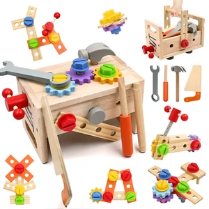 29 Pcs Montessori Wooden Tool Set Toddler Toys w/ Toolbox Kids STEM Learn2-7Y - Picture 1 of 6
