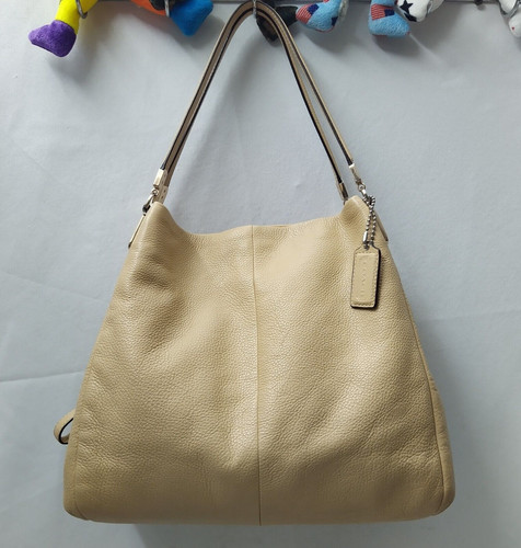 Borsa a tracolla Coach Madison Phoebe in pelle marrone oro 3 scomparti