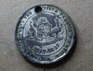 * 1897 CORONACIÓN 60 ANIVERSARIO MEDALLA METAL BLANCO REINA VICTORIA #ZBF44 - Imagen 1 de 8