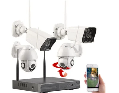 VisorTech Funk-Überwachungs-Set, HDD-Rekorder, je 2 Standard- & PTZ-Kameras, App - Bild 1 von 4