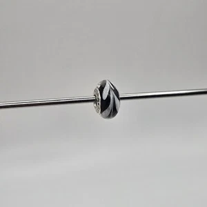 Genuine Pandora Black & White Swirly Swirl Murano Charm ALE 925 #790676 - Picture 1 of 4