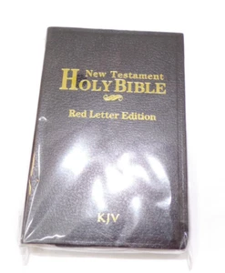 Greenbrier Inc. Hardcover New Testament Holy Bible KJV 5" x 3"  Black Red Letter - Imagen 1 de 4