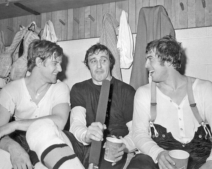 BOBBY ORR, PHIL ESPOSITO and DON AWREY Glossy 8x10 Photo Boston Bruins Print - Image 1 of 1