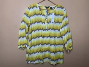 New York & Co Women XLarge Blouse Peasant Crew Neck 1/4 b3/4 Sleeve - Picture 1 of 22