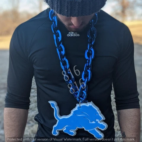 Detroit Lions Fan Chain, Giant Necklace Licensed NFL Cover