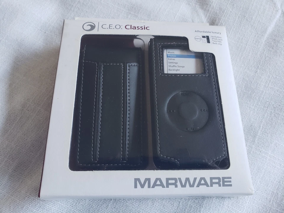 NIB Marware CEO Classic iPod Nano Leather Case 2 Lids Pocket Belt Clip $30 NEW - Image 1 of 4