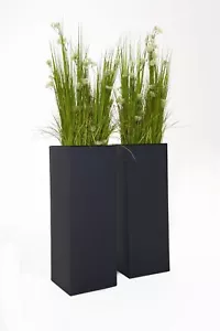 2er Set Pflanzkübel Blumenkübel Übertopf Zink VIVANNO BLOCK 80 cm, Anthrazit - Bild 1 von 7