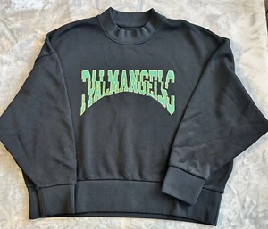 PALM ANGELS Sweatshirt Black Green Logo Oversized Crewneck Sz S Streetwear Italy - Picture 1 of 7